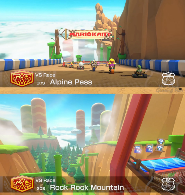 Different course names in Mario Kart. 